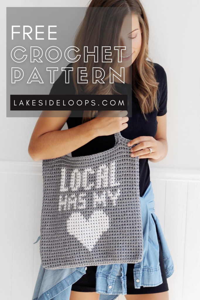 Heart Pattern Crochet Tote Bag